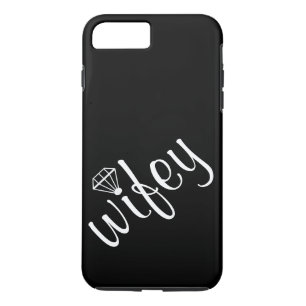 Personalized Black Wifey Script & Diamond iPhone 8 Plus/7 Plus Case