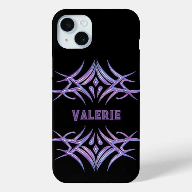 Personalized Black with 3D Purple Tribal Design Case-Mate iPhone Case (Back)