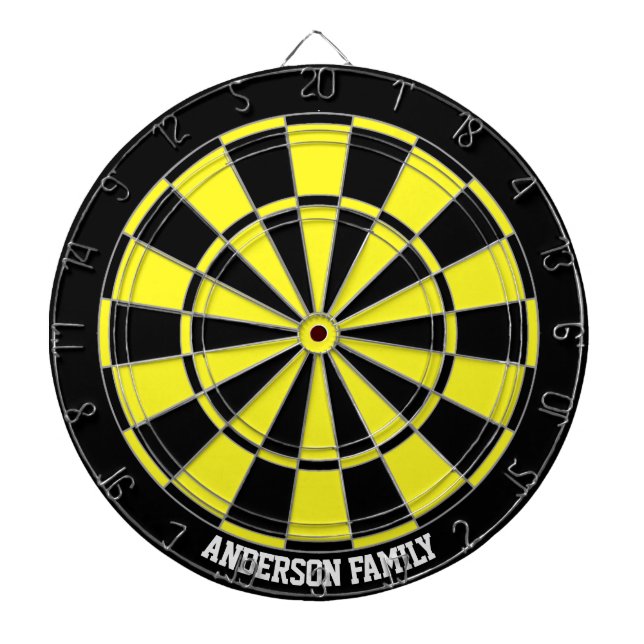 Personalized Black & Yellow Bicolor Dart Board (Front)