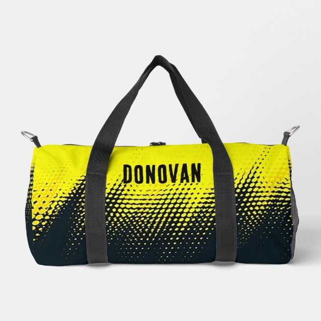 Personalized Black & Yellow Duffle Bag (Front)