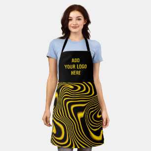 Personalized Black Yellow Gold Swirls Texture Apron
