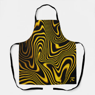 Personalized Black Yellow Gold Swirls Texture Apron