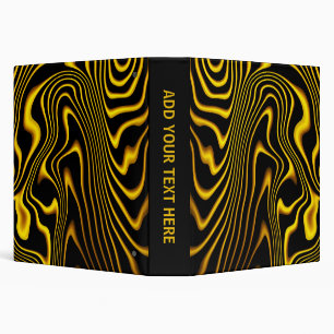 Personalized Black Yellow Gold Swirls Texture Binder