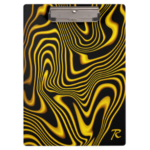 Personalized Black Yellow Gold Swirls Texture Clipboard