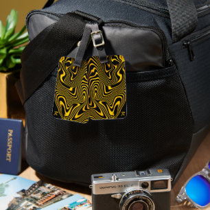 Personalized Black Yellow Gold Swirls Texture Luggage Tag