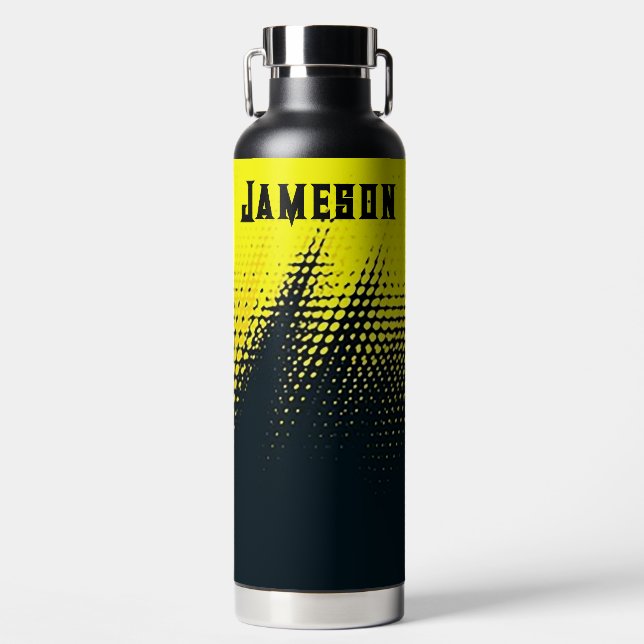 Personalized Black & Yellow Water Bottle (Front)