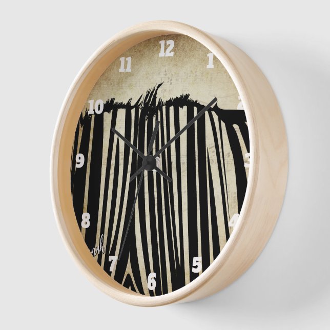 Personalized Black Zebra Wall Clock (Angle)