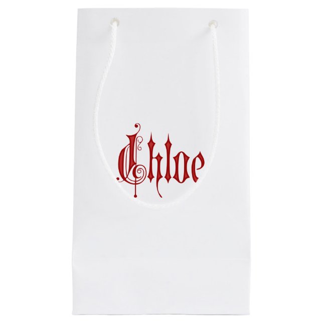 Personalized Blackletter Parchment Chloe Red Small Gift Bag (Front)