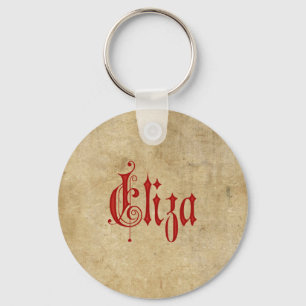 Personalized Blackletter Parchment Eliza Red Keychain