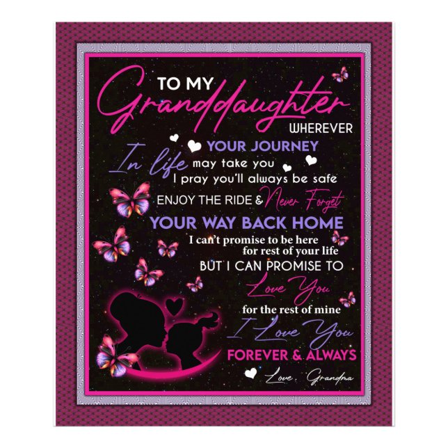 Personalized Blanket Butterfly To My Granddaughter Photo Print (Front)
