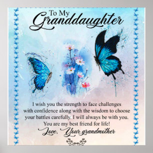 Personalized Blanket Butterfly To My Granddaughter Poster