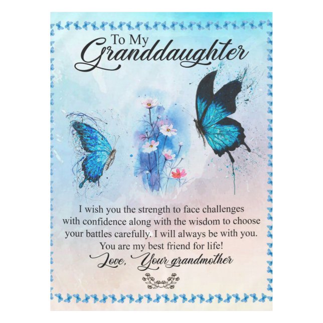 Personalized Blanket Butterfly To My Granddaughter Tablecloth (Front)