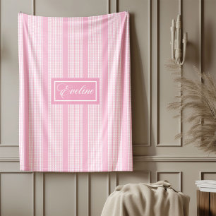 Personalized Blanket Classic Pink Plaid Accent