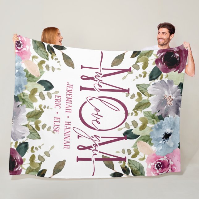 Personalized Blanket for Mom with Blush Flowers (In Situ)