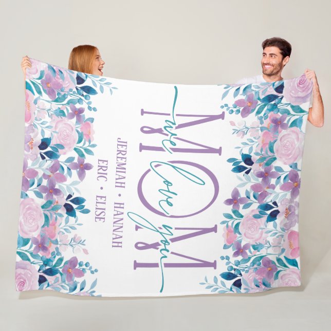 Personalized Blanket for Mom with Blush Flowers (In Situ)