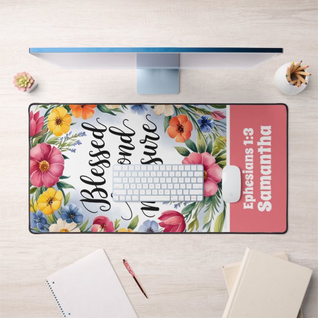 Personalized Blessed Beyond Measure Christian Desk Mat (Office 1)