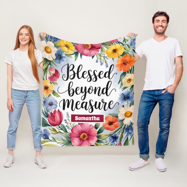 Personalized Blessed Beyond Measure Christian  Fleece Blanket (In Situ)