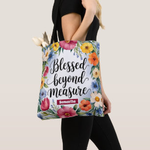 Personalized Blessed Beyond Measure Christian Tote Bag