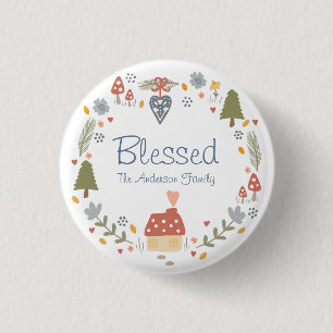 Personalized Blessed Cozy Country Cottage Hygge 1 Inch Round Button