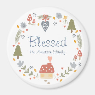 Personalized Blessed Cozy Country Cottage Hygge Magnet