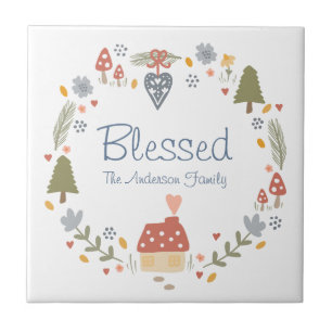 Personalized Blessed Cozy Country Cottage Hygge Tile