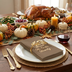 Personalized Blessed Family Thanksgiving Napkin