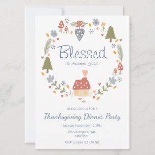 Personalized Blessed Thankful Dinner Party Invitation