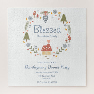 Personalized Blessed Thankful Dinner Party Jigsaw Puzzle