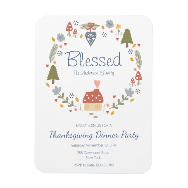 Personalized Blessed Thankful Dinner Party Magnet (Vertical)
