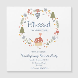 Personalized Blessed Thankful Dinner Party Magnetic Invitation