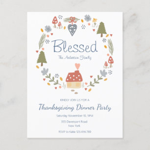 Personalized Blessed Thankful Dinner Party Postcard