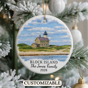 Personalized Block Island Ornament, Rhode Island Ceramic Ornament