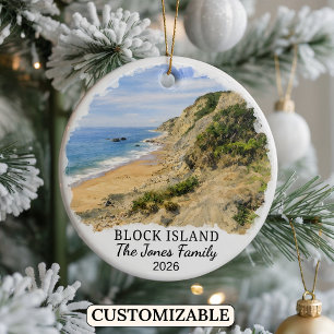 Personalized Block Island Ornament, Rhode Island Ceramic Ornament