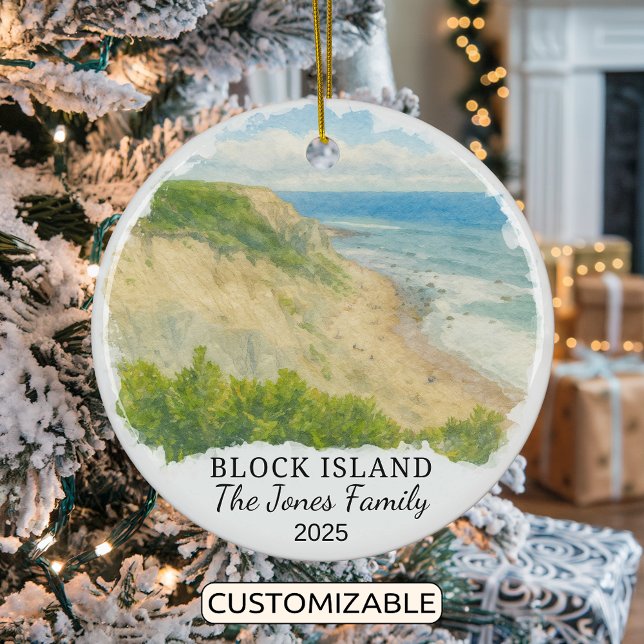 Personalized Block Island Ornament, Rhode Island Ceramic Ornament (Creator Uploaded)