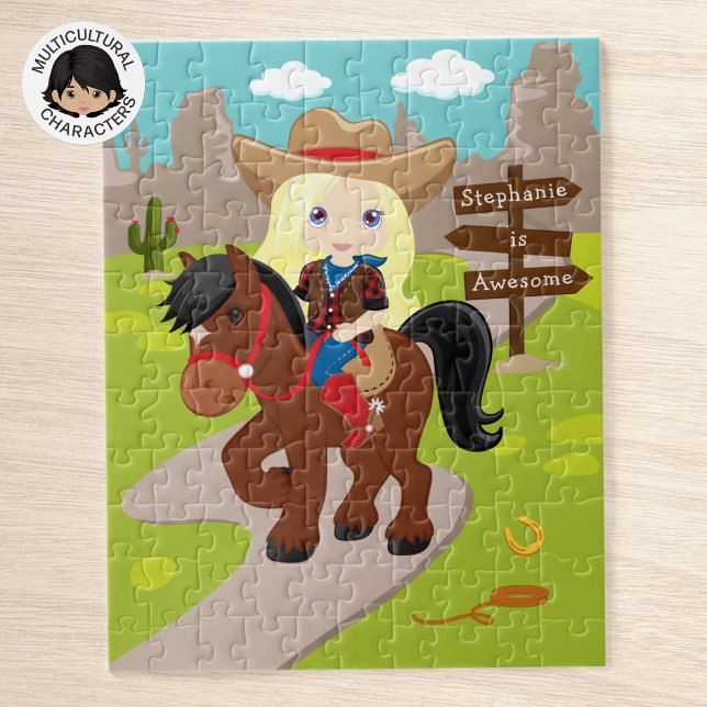 Personalized Blonde Cowgirl Jigsaw Puzzle (Creator Uploaded)