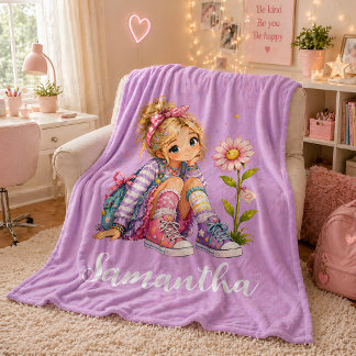 Personalized Blonde Girl Name Fleece Blanket