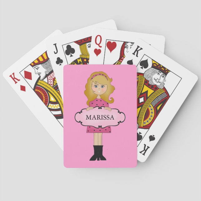 Personalized Blonde Girly Playing Cards (Back)