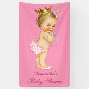 Personalized Blonde Little Princess Baby Shower Banner