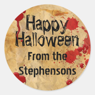 Personalized Blood Splatter Halloween Party Classic Round Sticker
