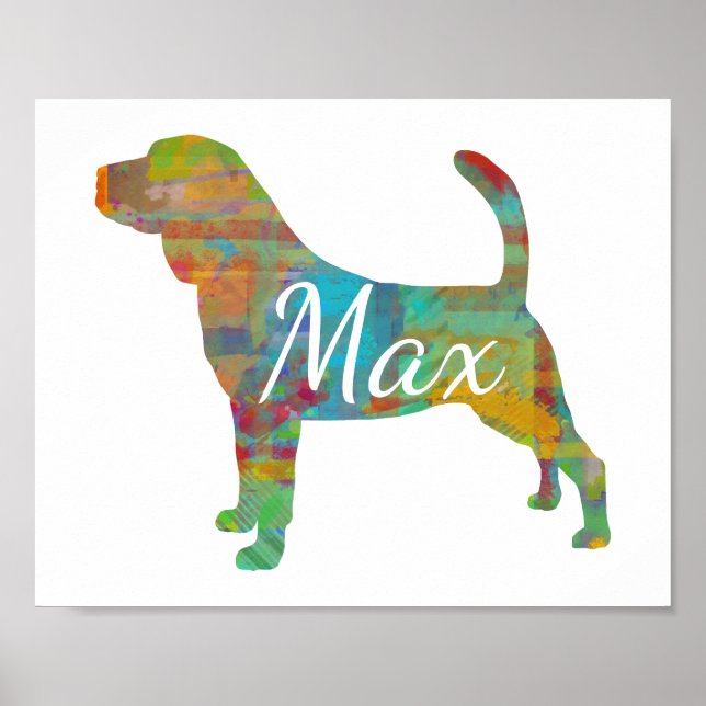 Personalized Bloodhound Art Print Poster (Front)