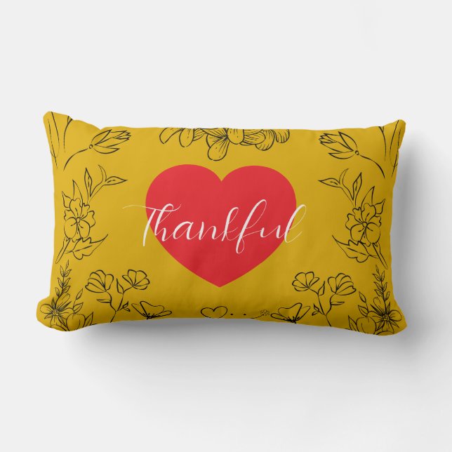 Personalized Bloom Print Modern Bedroom Accent Lumbar Pillow (Front)