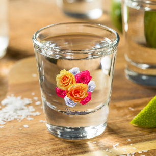 Personalized Blooming Roses Motif Shot Glass