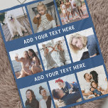 Personalized Blue 9 Photo Collage Fleece Blanket<br><div class="desc">Discover the joy of gifting with our Personalized Gift Fleecy Blanket! Designed with a masculine blue that can be changed to any colour of your choice, this is not just a blanket but a canvas of memories. Customize it with 9 photos and 2 unique text designs to make it a...</div>