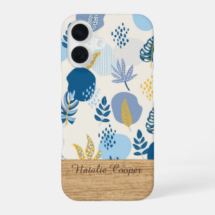 Personalized Blue Abstract Botanical iPhone Case
