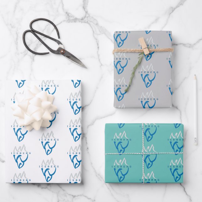 Personalized Blue Abstract Iceberg Motivational Wrapping Paper Sheet (Front)