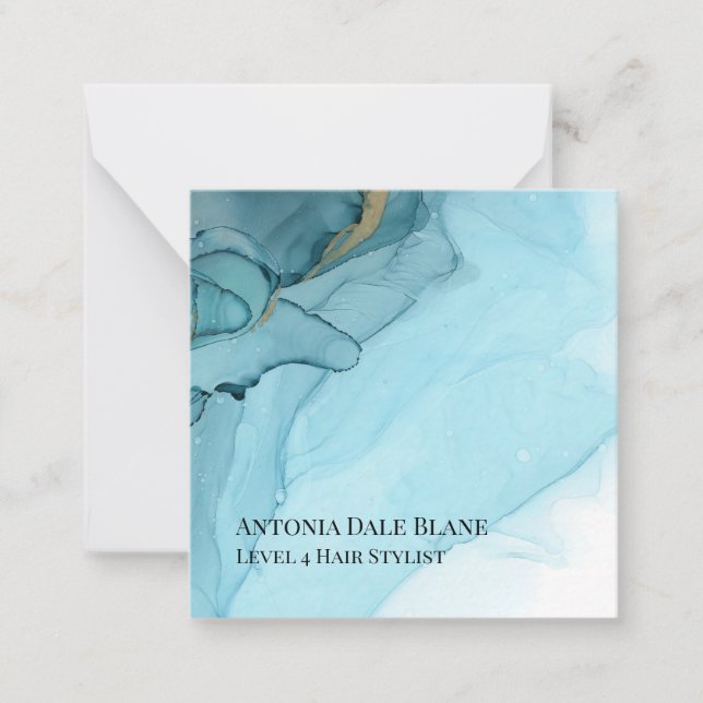 Personalized Blue Abstract Note Card (Front)