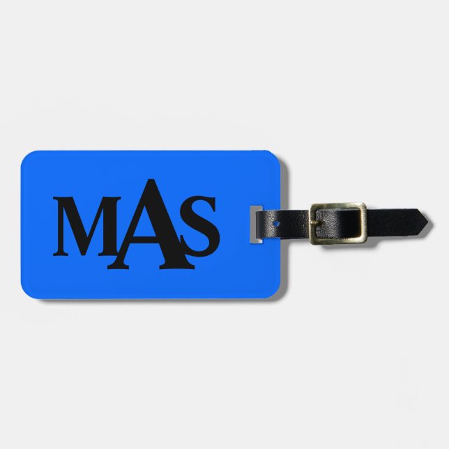 Personalized Blue and Black Luggage Tag (Front Horizontal)