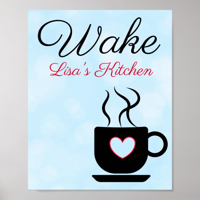 Personalized Blue and Black Wake Sign for Kitchen (Front)