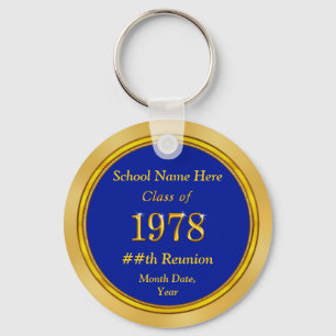 Personalized Blue and Gold Class Reunion Gifts Keychain