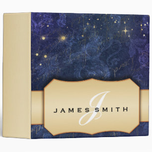 Personalized Blue and Gold Faux Confetti Binder